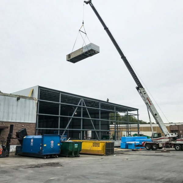 Commercial HVAC installation and rigging